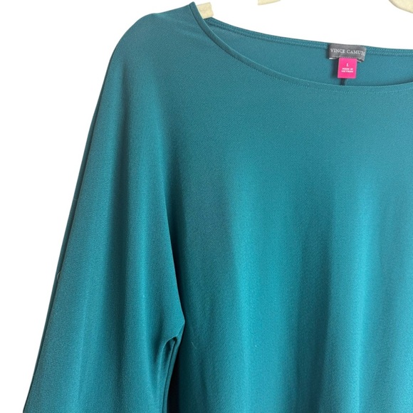 Vince Camuto Emerald Green Long Bell Sleeve Pullover Top Size Large Blouse Knit - Picture 2 of 7